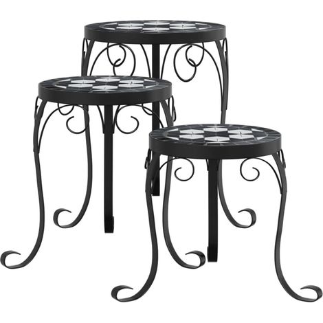 Portavasi per fiori in ceramica nera 3 pezzi 020045256