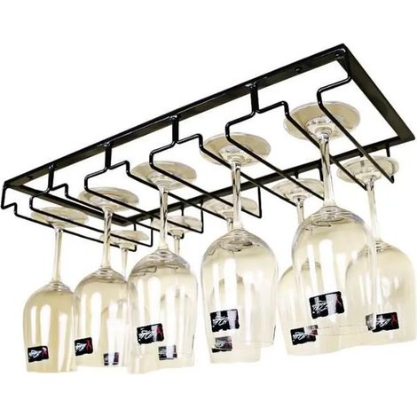 Support à verres à vin suspendu - Noir - 22.550cm - Fer - 5 rangées - Style Industriel (1/5)