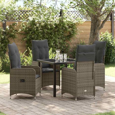 vidaXL Garten Essgruppe 5 pcs Grau Poly-Rattan (1/5)