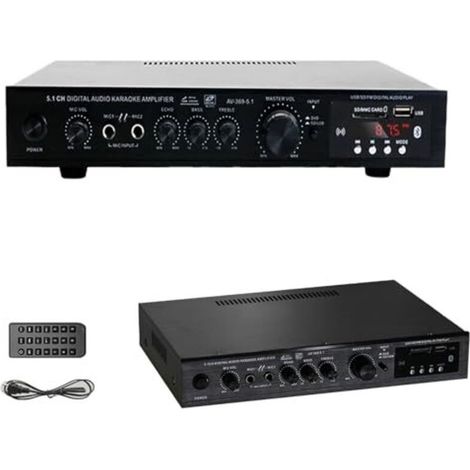 Amplificateur Hi-Fi 5.1 canaux – Subwoofer haute puissance pour home cinéma – Bluetooth 5.1 – 200W USB SD MP3 radio FM – Entrées micro et optique