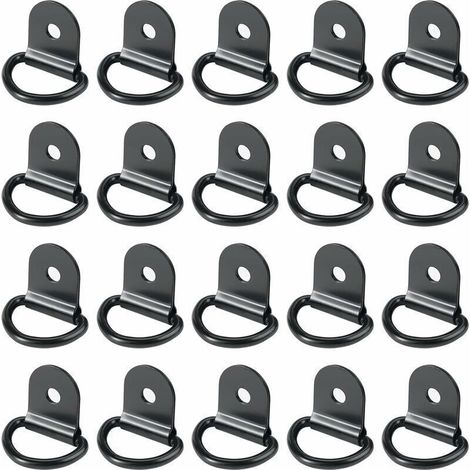 RHG 20 pièces Anneaux D'arrimage,Anneaux d'arrimage,Anneau Arrimage INOX,remorque d'anneau Montage d, Anneau d arrimage Rond pour Pliable avec Verrouillage de Charge dans Les Voitures(36 x 25 mm, Noir (1/5)