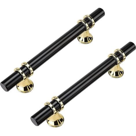Lot de 5 poignées vintage noires de 192 mm pour meubles et tiroirs dorés. (1/5)