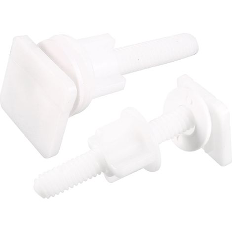 Boulons et écrous carrés blancs pour charnières de siège de toilette, filetage 8 mm, lot de 2
