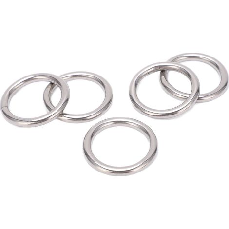 5 Pièces Anneaux Ronds en Acier Inoxydable 304 Sans Soudure Multifonctions pour Yoga Hamac Plongée Voile 5x30mm (1/5)