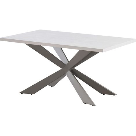 Duke lux Single Dining Table, Solid Metal Legs and Wood Top, White (1/4)