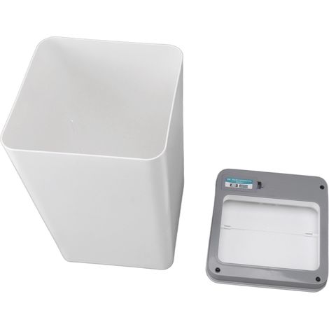 Poubelle de bureau à capteur, chargement USB, couvercle pliable, 9 L, intelligente, à induction, blanche, idéale pour la chambre, la salle de bain ou le bureau. (1/5)