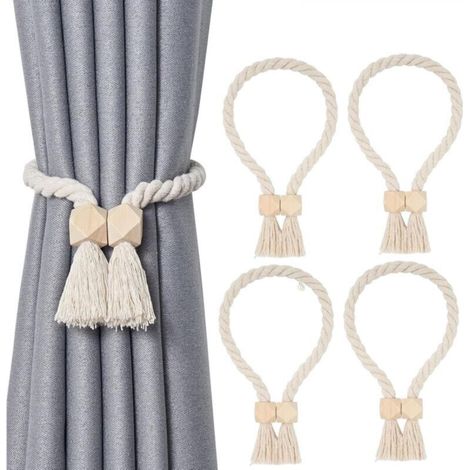 Decorative curtain tiebacks, set of 4, for office, home, hotel