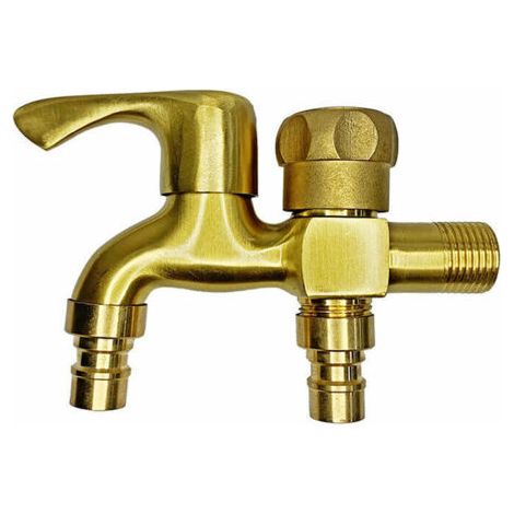 Hahn Doppel de Messing für jardín, grifo für Außenes, anticongelante für jardín, Doppel Ausgang, grifo für lavadora, grifo de drenaje de Doppel Kugel für lavadora de jardín de 55 pulgadas (do (1/5)
