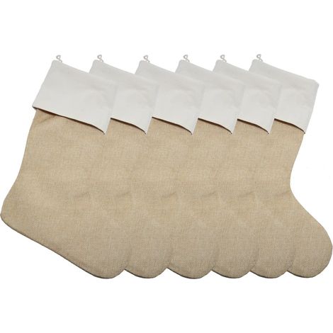 Lot de 6 grandes chaussettes de Noël en jute (1/5)