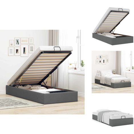 Cadre de lit ottoman sans matelas gris foncé 90x190 cm tissu - Cadre De Lit Ottoman - Cadres De Lit Ottomans - Cadre De Lit - Cadre De Lit Avec Rangement (1/5)