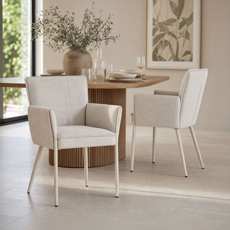 CALICOSY - Lot de 2 fauteuils en tissu avec pieds en métal H85 cm - ELINA (1/5)