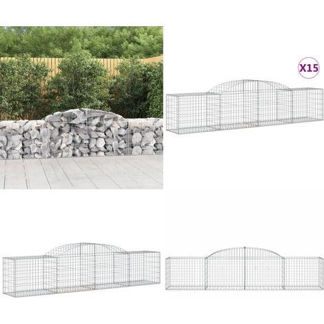 Paniers à gabions arqués 15 pcs 300x50x60/80 cm fer galvanisé - Panier Gabion - Gabion - Clôture Gabion - Décoration Jardin - Mur Gabion - Home & Living (1/5)