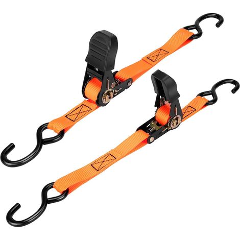 Sangles d'arrimage pour remorque de bateau - 725 kg - Sangle à cliquet extensible robuste de 2,5 cm x 1,2 m - Boucles à dégagement rapide et crochets anti-rayures - Convient aux bateaux, jet-skis et p (1/5)