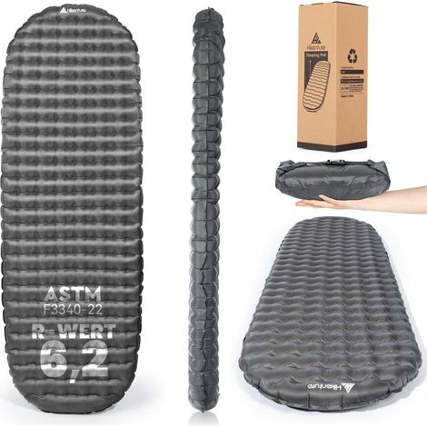 R-Value 6.2 Matelas Camping 1 Personne Ultra-léger Épaissseur 8cm Compact, Isolation 4 Saisons (-20℃) - Matelas Autogonflant avec Sac Pompe - Pour Camping, Randonnée, Bivouac, Tente - 187 cm (1/5)