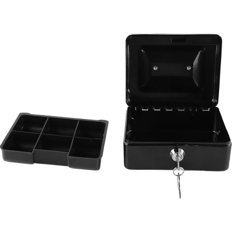 Coffre-fort métallique avec serrure de sécurité, boîte de rangement portable en métal, petite boîte à argent avec 2 clés pour documents, maison, voiture (1/5)