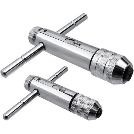 BUNTHAUS 2Pcs T Poignée Porte-outils avec poignée coulissante pour taraud, Porte taraud réversible à cliquet M3-M8 / M5-M12