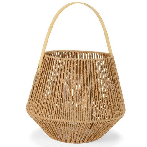 Lanterne rustique en fibres naturelles fait main ambiance chaleureuse - Naturel brun clair