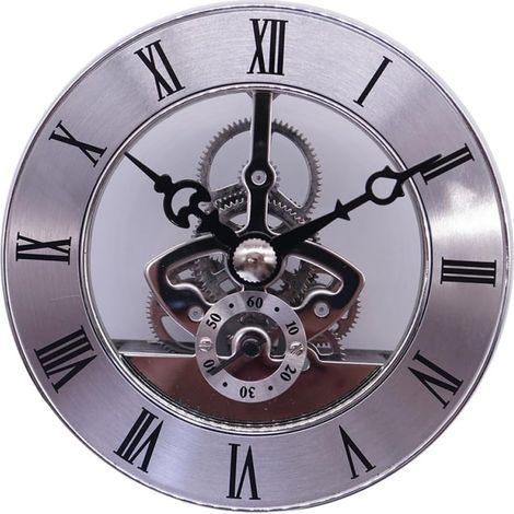 Horloge Murale Ancienne à Engrenages Ronds en Métal Argenté Diamètre 86 MM Chiffres Romains Décoration Rétro pour Maison et Bureau (1/5)