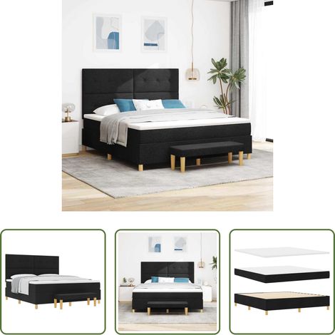 Matratze - Boxspringbett mit Matratze Schwarz 180 x 200 cm Stoff (1/5)