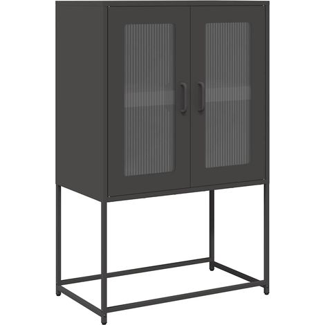 Buffet,Bahut,Meuble de Rangement haut noir 68x39x107 cm acier CFW46156 (1/5)