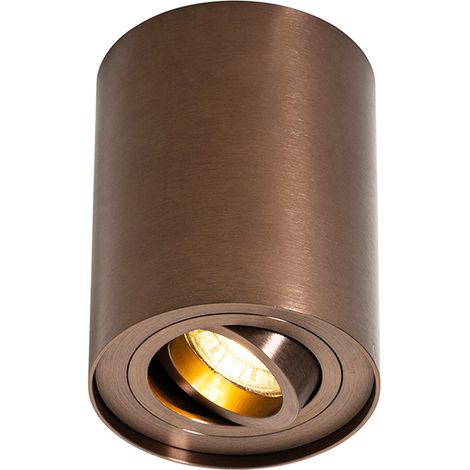 QAZQA Moderno Foco de techo moderno bronce oscuro inclinable y giratorio - Rondoo Up Aluminio Cilíndra Adecuado para LED Max. 1 x 10 Watt