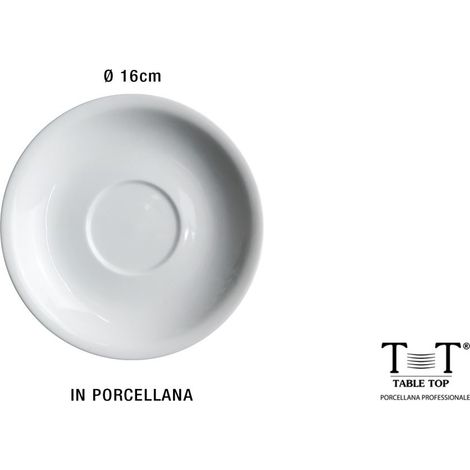 Table top set 6 piattino per tazza cappuccino in fine porcellana, qualità professionale