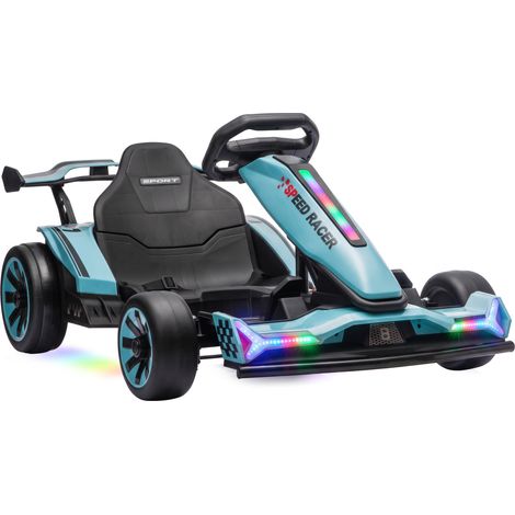 AIYAPLAY 24V Electric Go Kart for Kids, Racing Kart Drift Mode Light Blue (1/5)