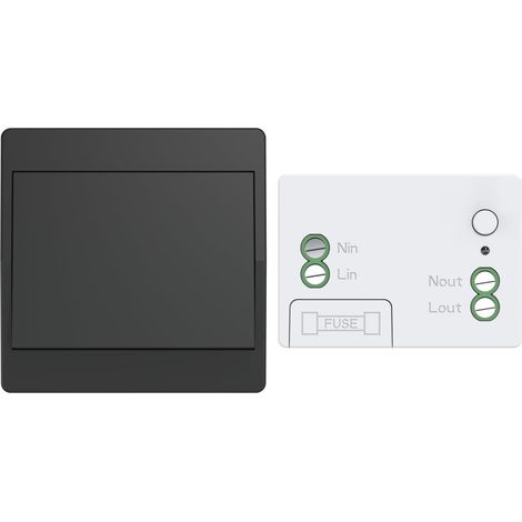 Noir kit interrupteur sans fil sans piles poussoir autoalimente va et vient sans fil sans pile radio interrupteur a distance telerupteur RF433MHz (Black 1Gang 1V1) (1/5)