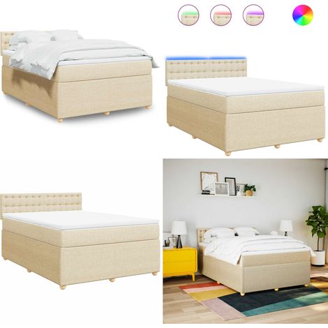 vidaXL Boxspringbett mit Matratze Creme 160x200 cm Stoff (1/5)
