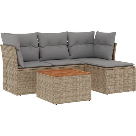 Maison Exclusive - Patio Sofa Set 4-Posti Misto Beige e Grigio Chiaro (1/5)