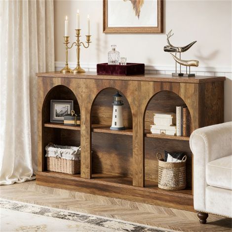 Console d'entrée de style campagnard avec rangement à 3 niveaux, idéale pour organiser votre entrée. (1/5)