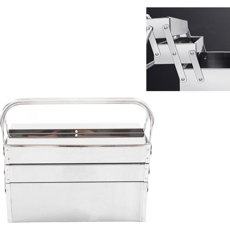 Boîte à outils Meike en acier inoxydable, 3 niveaux, 5 tiroirs, boîte de rangement pour outils domestiques, rangement pour voiture, boîte pliable pour réparation automobile, boîte portable, 350 (1/5)