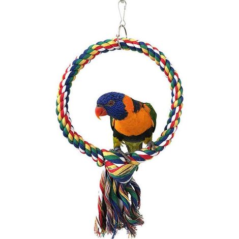 Balançoire pour oiseaux (25 cm), balançoire en coton à suspendre dans la cage, résistante aux morsures (1/4)