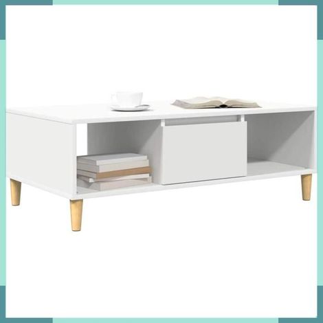 Table basse - 876189 - Blanc - Bois d'ingénierie - 102 x 55 x 35 cm (1/5)