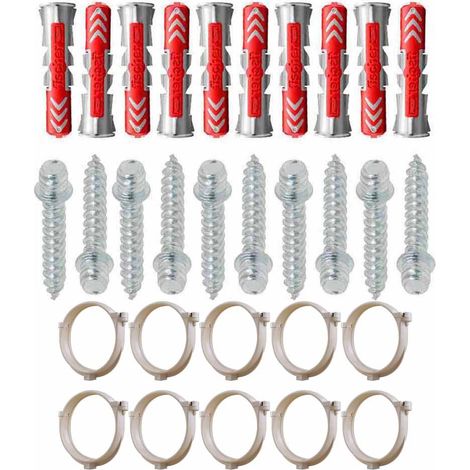 Ensemble de 10 colliers tube de descente Ø100 Sable + 10 Vis 7x40mm + 10 Chevilles Duopower 8x40mm - Arcanaute