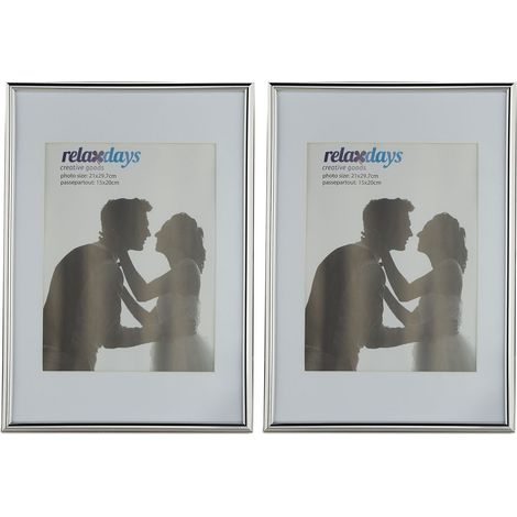 Set di 2 cornici per foto classiche design senzameno tempo 21 x 29 x 2 cm da appoggiare o appendere in legno nero 130009640