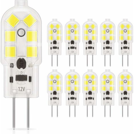 VURAHOME - G4 LED 1.5W Ampoule, 180LM, AC/DC 12V Ampoules d'éclairage équivalent à 20W halogène, Lumière du jour 6000K, Non dimmable, remplacement pour hotte et lusture, Lot de 10 (1/5)