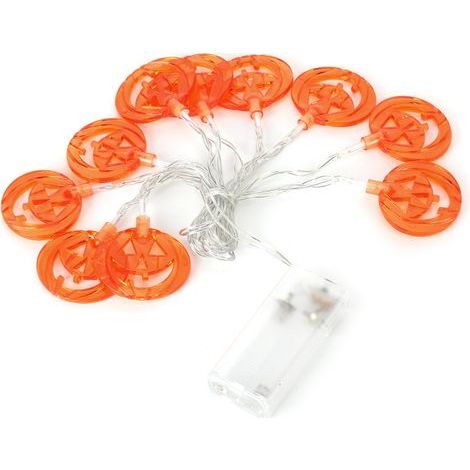 Guirlande Lumineuse Citrouille 2m 10 LED pour Décoration Halloween Fête Effrayante Maison (1/5)