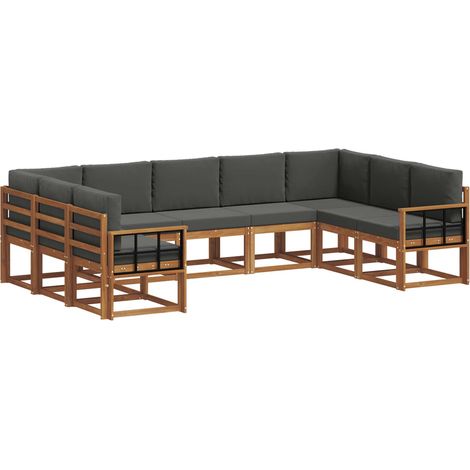 Conjunto de sofás de exterior 9 uds. Natural y Antracita vidaXL (1/5)
