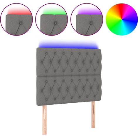 Maison Exclusive - Cabecero con luces LED tela gris oscuro 100x7x (1/5)