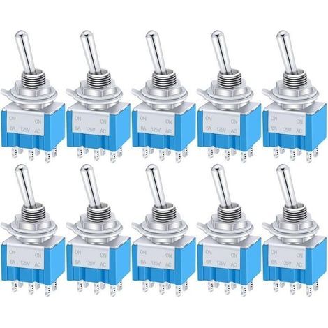 10 Pices Mini Interrupteur Levier ONOFFON 6 bornes 3 Position DPDT Mtal interrupteur bascule AC 125V 6A pour la (1/4)