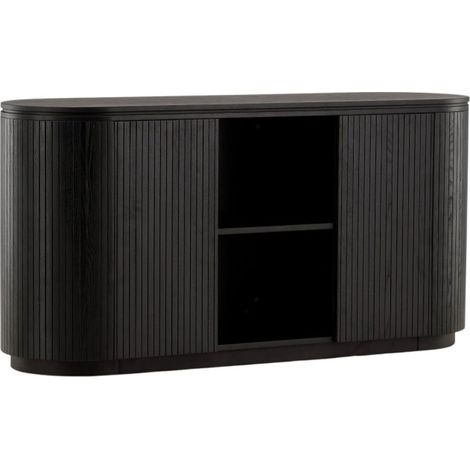 Buffet Design Nervuré "Fjallbacka" 160cm Noir (1/5)