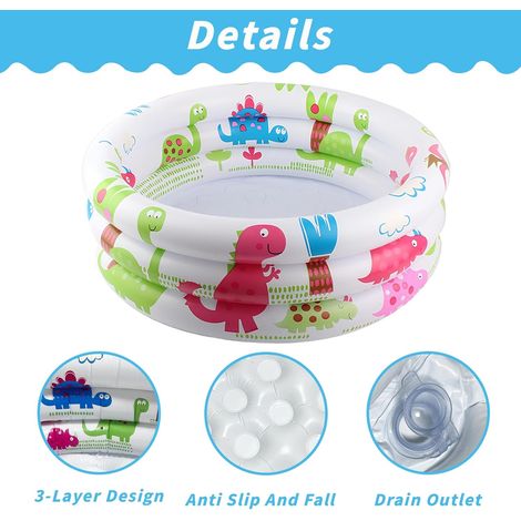 Piscina gonfiabile per bambini da 90  90 cm, piscina gonfiabile per bambini a tre anelli, vasca da bagno gonfiabile per bambini, piscina gonfiabile rotonda per bambini (1/4)