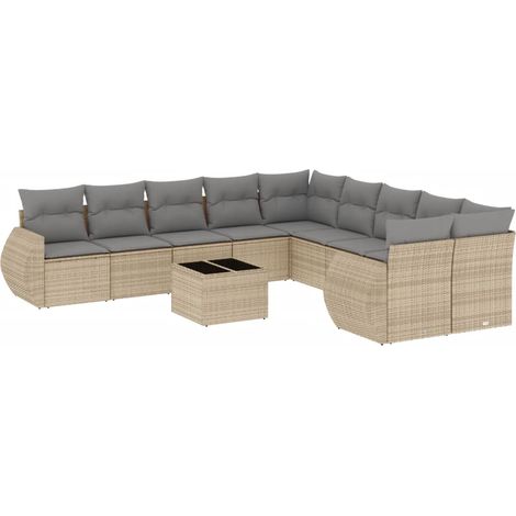 Maison Exclusive - Set de sofás de jardín 11pzas con cojines ratá (1/3)