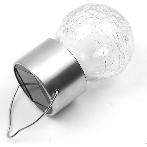 Lampe solaire suspendue ronde en verre craquelé étanche pour extérieur, lanterne lumineuse LED blanc chaud pour jardin, terrasse, pelouse, allée ( ) (1/5)