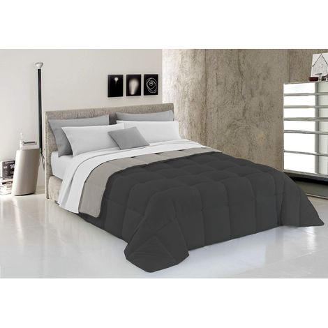 Italian Bed Linen Trapunta Invernale Elegant, Microfibra, Grigio Scuro/Grigio Chiaro, 1 Piazza (1/4)