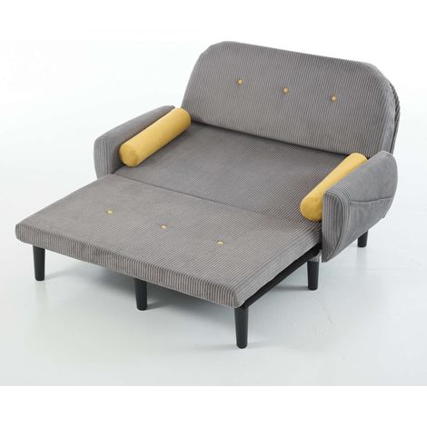 CHICFURN Sofá de 2 plazas 133,5x77x85 cm en terciopelo acanalado gris, multiforme con almacenaje (1/5)