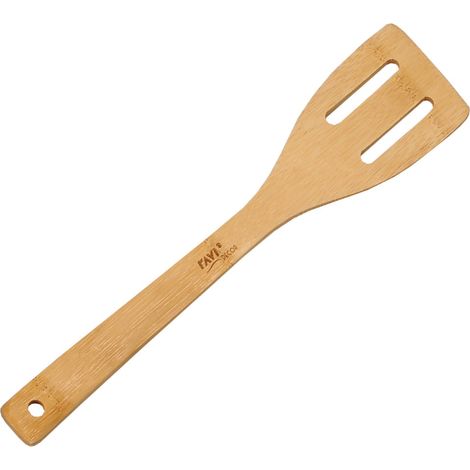 Espátula de madera de bambú calada de 6 x 30 cm.