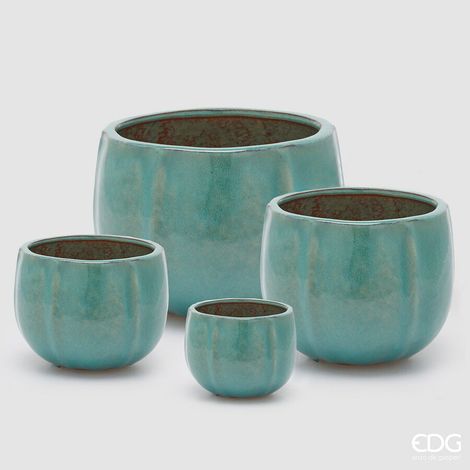 EDG Enzo De Gasperi Set 4 Vasi Glaze Atlas Mix Blu Ceramica