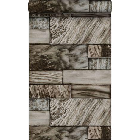 papier peint mur de carreaux de marbre de différentes tailles marron  - Origin Wallcoverings (1/5)